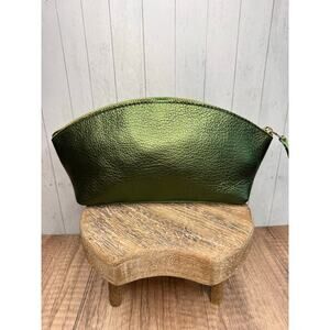 Portland Leather GREENCH Eclipse Makeup Bag FAST SHIP Green Metallic Bag NEW
